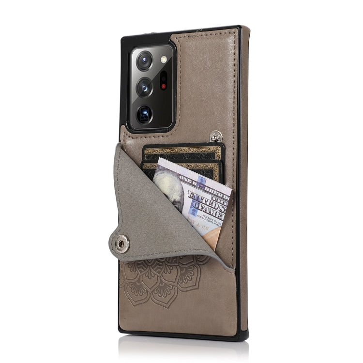 For Samsung Galaxy Note20 Ultra Embossed Pattern PU + TPU Protective Case with Holder & Wallet & Card Slots