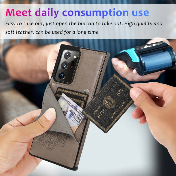 For Samsung Galaxy Note20 Ultra Embossed Pattern PU + TPU Protective Case with Holder & Wallet & Card Slots