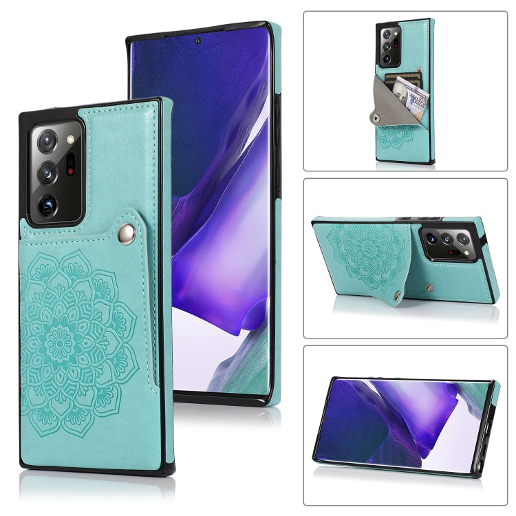 For Samsung Galaxy Note20 Ultra Embossed Pattern PU + TPU Protective Case with Holder & Wallet & Card Slots