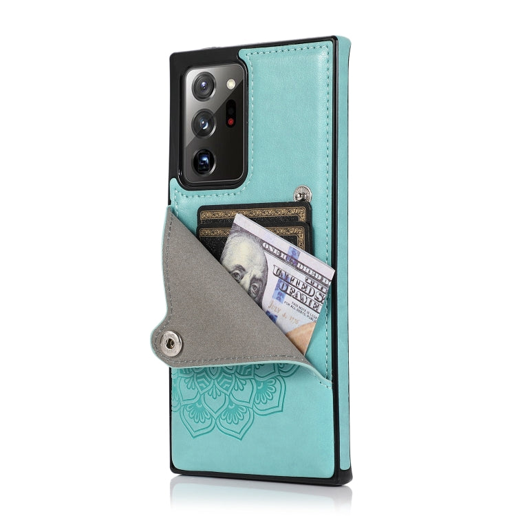 For Samsung Galaxy Note20 Ultra Embossed Pattern PU + TPU Protective Case with Holder & Wallet & Card Slots