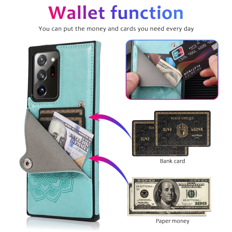 For Samsung Galaxy Note20 Ultra Embossed Pattern PU + TPU Protective Case with Holder & Wallet & Card Slots