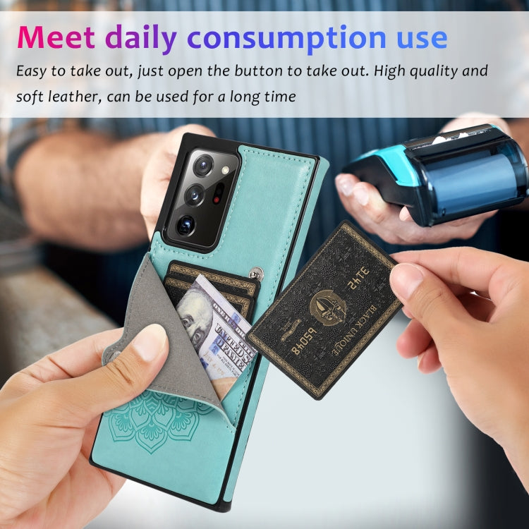 For Samsung Galaxy Note20 Ultra Embossed Pattern PU + TPU Protective Case with Holder & Wallet & Card Slots