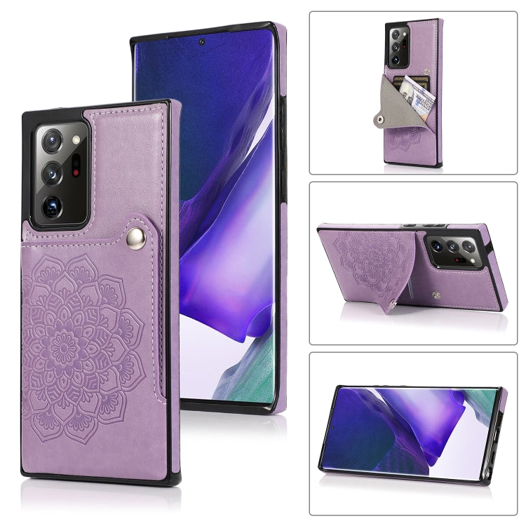 For Samsung Galaxy Note20 Ultra Embossed Pattern PU + TPU Protective Case with Holder & Wallet & Card Slots