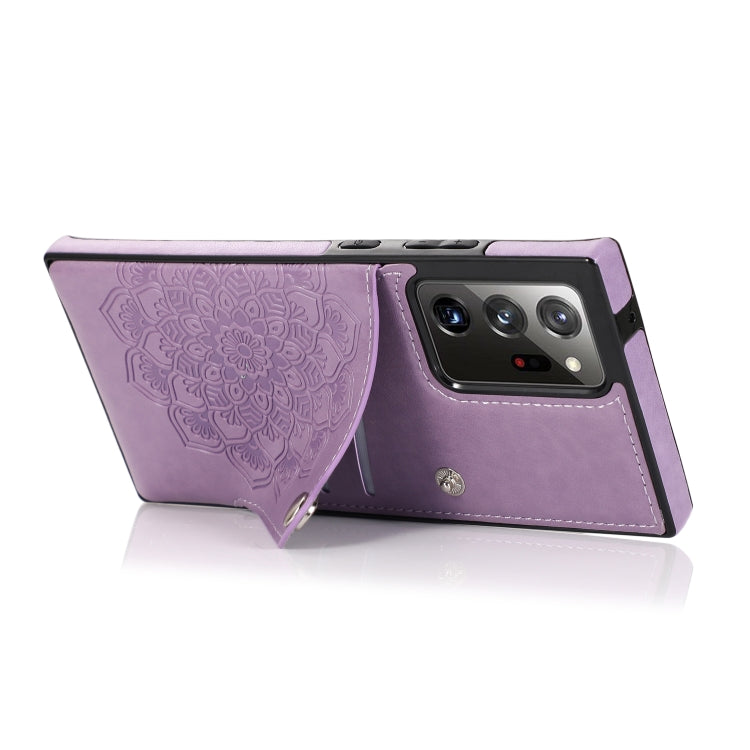 For Samsung Galaxy Note20 Ultra Embossed Pattern PU + TPU Protective Case with Holder & Wallet & Card Slots