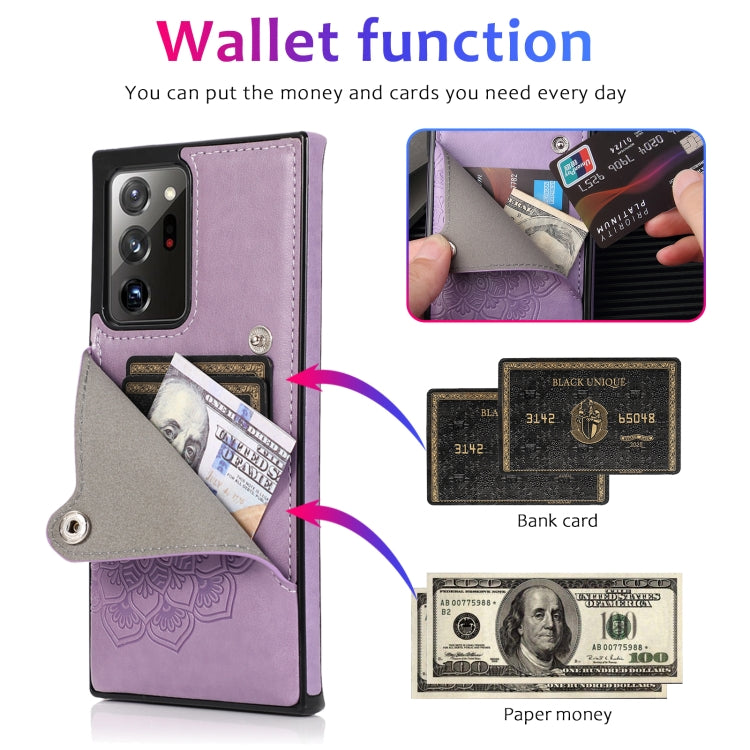 For Samsung Galaxy Note20 Ultra Embossed Pattern PU + TPU Protective Case with Holder & Wallet & Card Slots