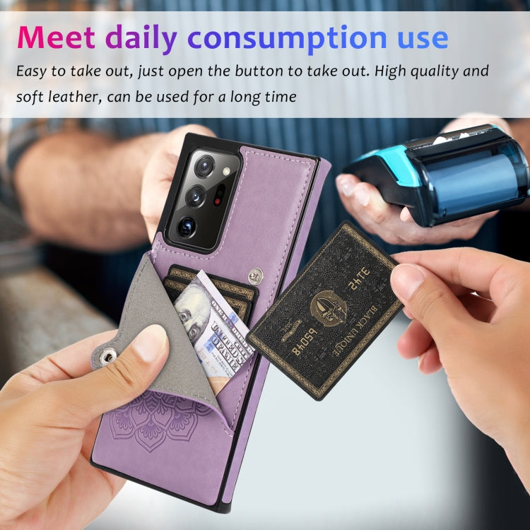 For Samsung Galaxy Note20 Ultra Embossed Pattern PU + TPU Protective Case with Holder & Wallet & Card Slots