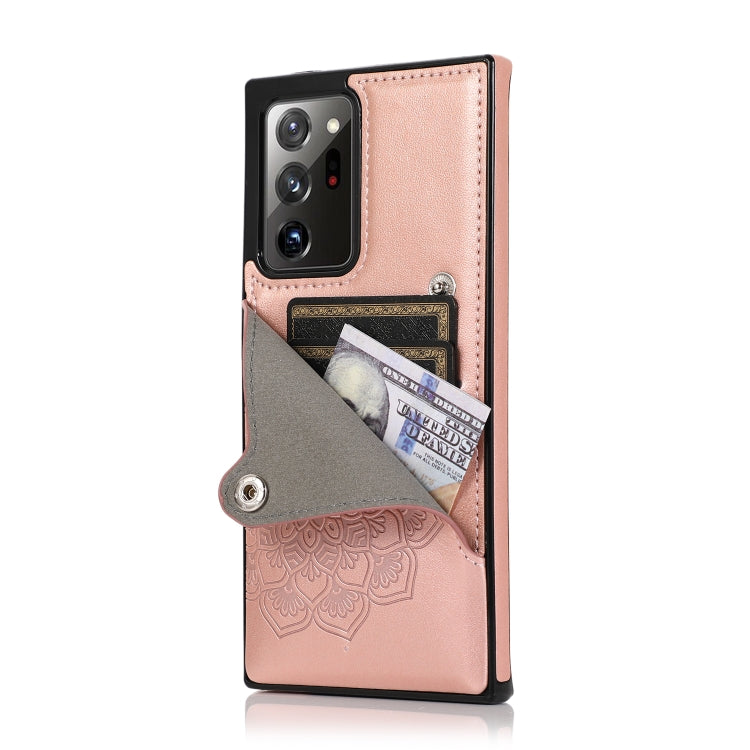 For Samsung Galaxy Note20 Ultra Embossed Pattern PU + TPU Protective Case with Holder & Wallet & Card Slots