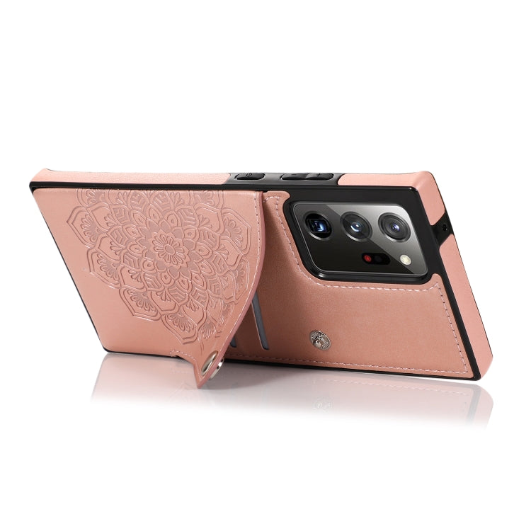 For Samsung Galaxy Note20 Ultra Embossed Pattern PU + TPU Protective Case with Holder & Wallet & Card Slots