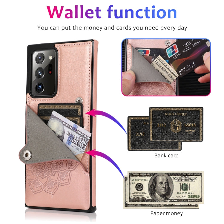 For Samsung Galaxy Note20 Ultra Embossed Pattern PU + TPU Protective Case with Holder & Wallet & Card Slots