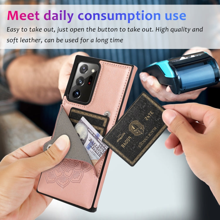 For Samsung Galaxy Note20 Ultra Embossed Pattern PU + TPU Protective Case with Holder & Wallet & Card Slots
