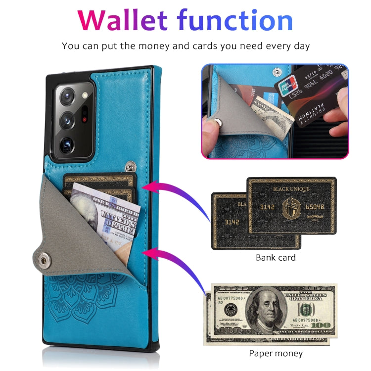 For Samsung Galaxy Note20 Ultra Embossed Pattern PU + TPU Protective Case with Holder & Wallet & Card Slots