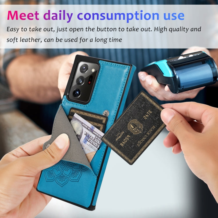 For Samsung Galaxy Note20 Ultra Embossed Pattern PU + TPU Protective Case with Holder & Wallet & Card Slots