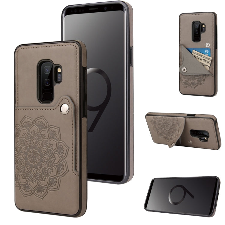 For Samsung Galaxy S9 Embossed Pattern PU + TPU Protective Case with Holder & Wallet & Card Slots