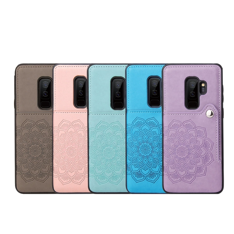 For Samsung Galaxy S9 Embossed Pattern PU + TPU Protective Case with Holder & Wallet & Card Slots
