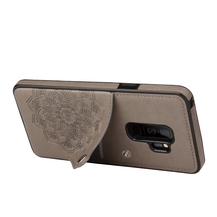 For Samsung Galaxy S9 Embossed Pattern PU + TPU Protective Case with Holder & Wallet & Card Slots