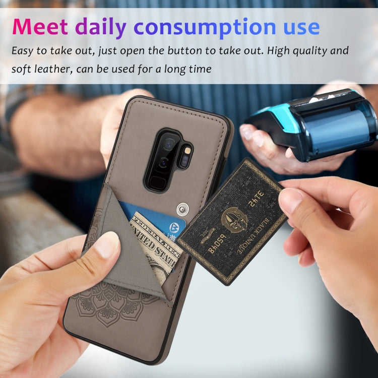 For Samsung Galaxy S9 Embossed Pattern PU + TPU Protective Case with Holder & Wallet & Card Slots