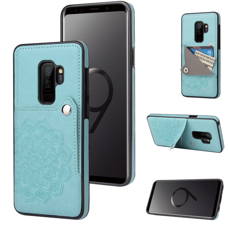 For Samsung Galaxy S9 Embossed Pattern PU + TPU Protective Case with Holder & Wallet & Card Slots