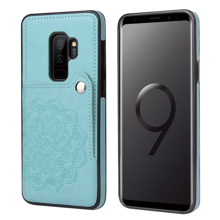 For Samsung Galaxy S9 Embossed Pattern PU + TPU Protective Case with Holder & Wallet & Card Slots
