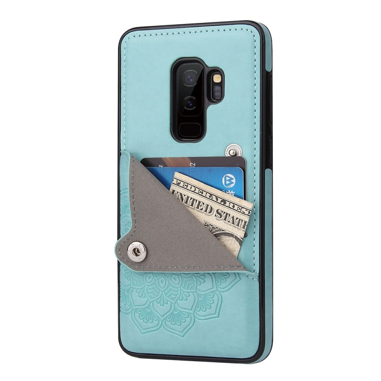 For Samsung Galaxy S9 Embossed Pattern PU + TPU Protective Case with Holder & Wallet & Card Slots