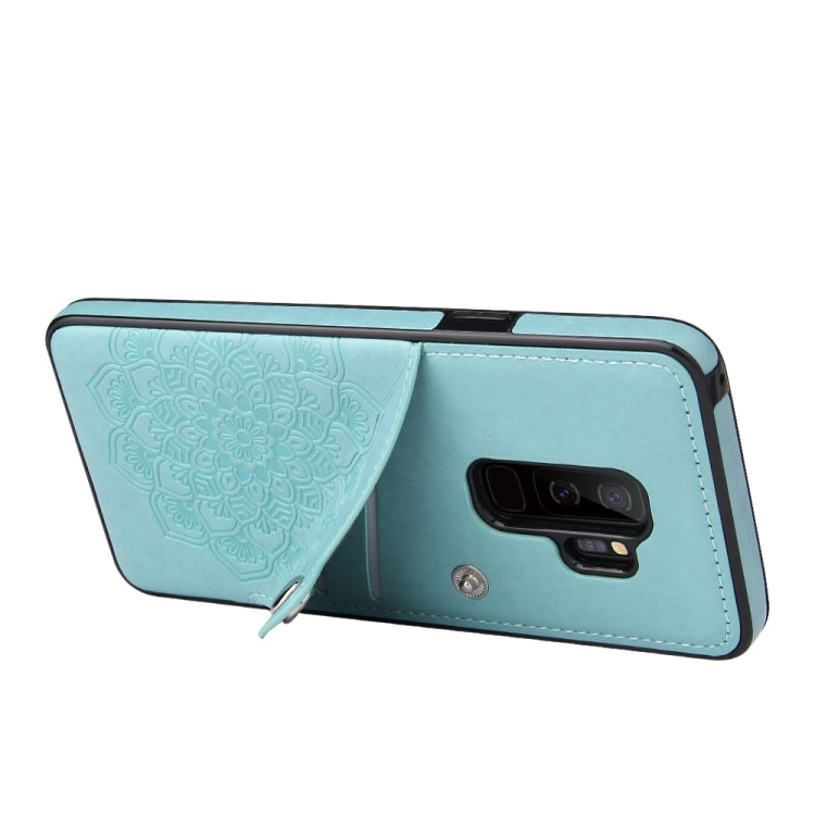 For Samsung Galaxy S9 Embossed Pattern PU + TPU Protective Case with Holder & Wallet & Card Slots