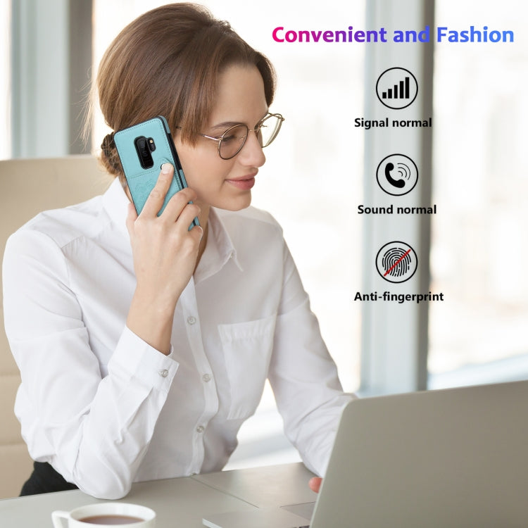 For Samsung Galaxy S9 Embossed Pattern PU + TPU Protective Case with Holder & Wallet & Card Slots