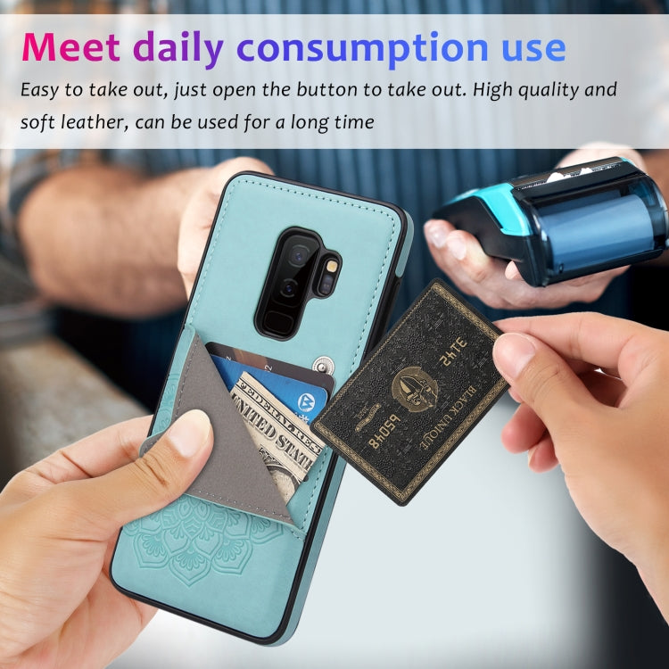 For Samsung Galaxy S9 Embossed Pattern PU + TPU Protective Case with Holder & Wallet & Card Slots
