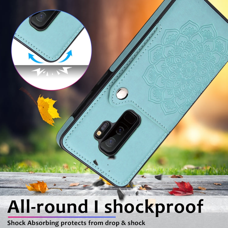 For Samsung Galaxy S9 Embossed Pattern PU + TPU Protective Case with Holder & Wallet & Card Slots