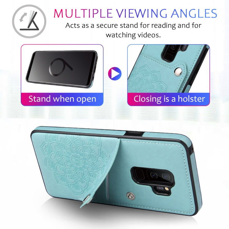For Samsung Galaxy S9 Embossed Pattern PU + TPU Protective Case with Holder & Wallet & Card Slots