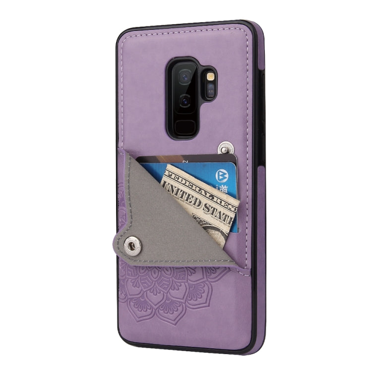 For Samsung Galaxy S9 Embossed Pattern PU + TPU Protective Case with Holder & Wallet & Card Slots