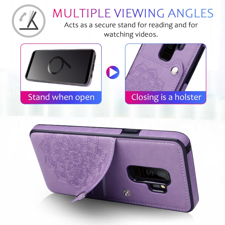 For Samsung Galaxy S9 Embossed Pattern PU + TPU Protective Case with Holder & Wallet & Card Slots