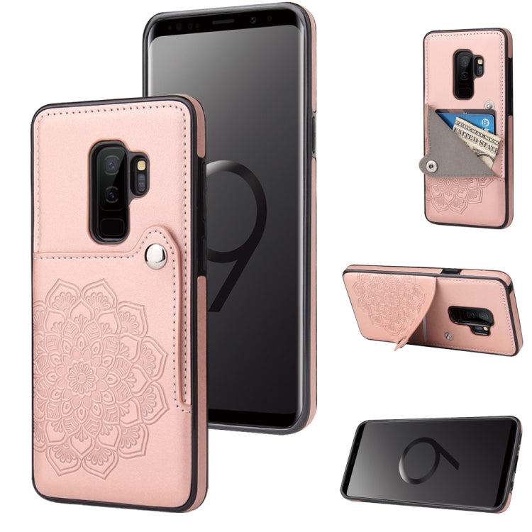 For Samsung Galaxy S9 Embossed Pattern PU + TPU Protective Case with Holder & Wallet & Card Slots