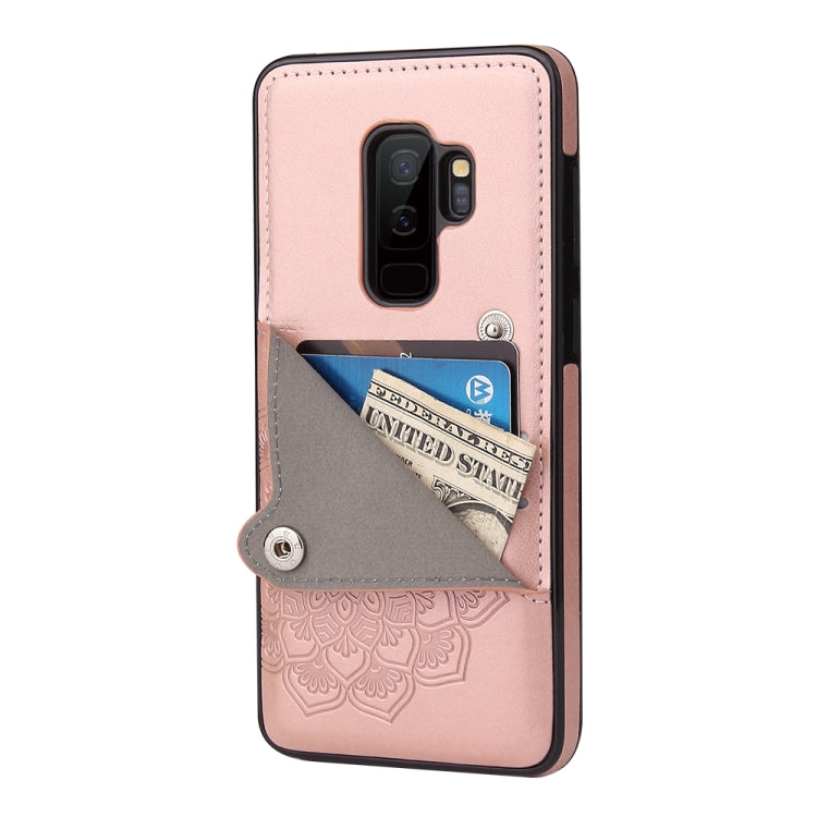 For Samsung Galaxy S9 Embossed Pattern PU + TPU Protective Case with Holder & Wallet & Card Slots