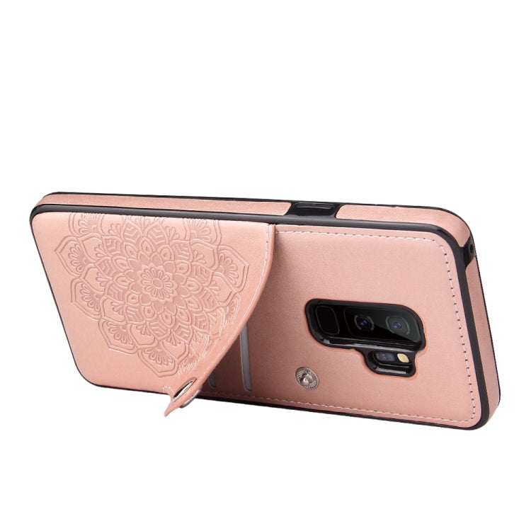 For Samsung Galaxy S9 Embossed Pattern PU + TPU Protective Case with Holder & Wallet & Card Slots