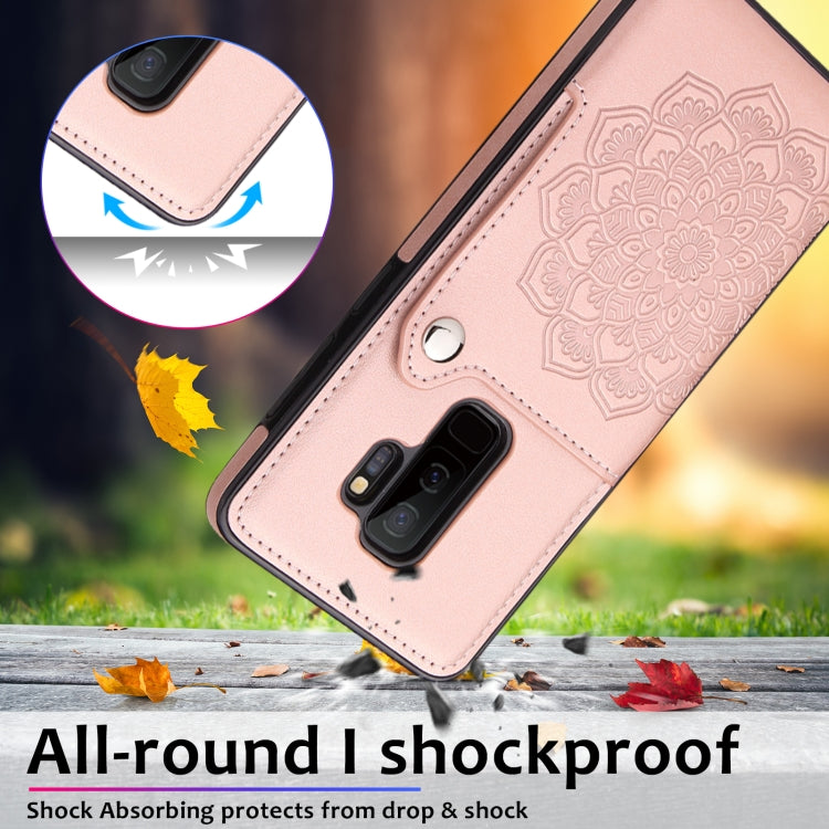 For Samsung Galaxy S9 Embossed Pattern PU + TPU Protective Case with Holder & Wallet & Card Slots