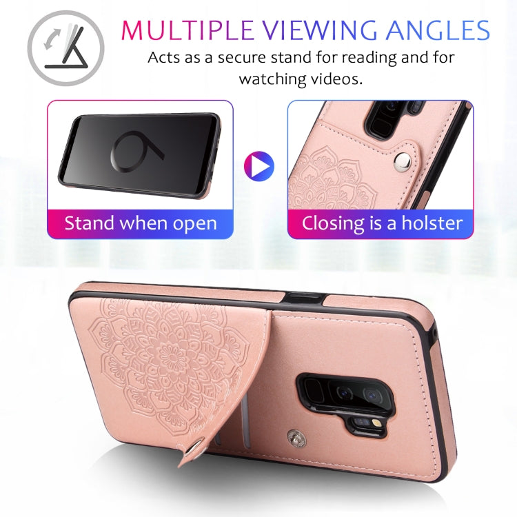 For Samsung Galaxy S9 Embossed Pattern PU + TPU Protective Case with Holder & Wallet & Card Slots