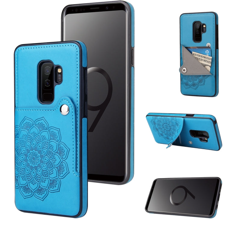 For Samsung Galaxy S9 Embossed Pattern PU + TPU Protective Case with Holder & Wallet & Card Slots