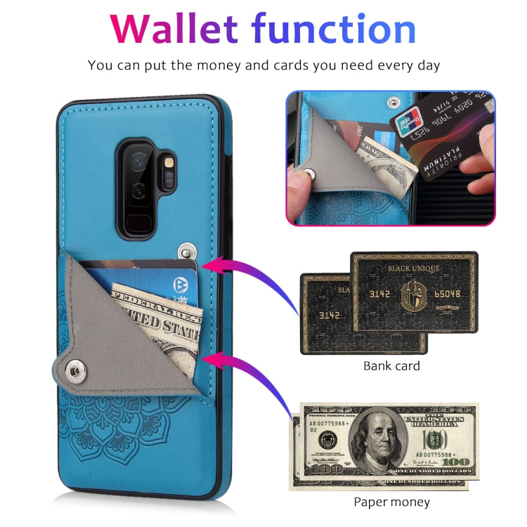 For Samsung Galaxy S9 Embossed Pattern PU + TPU Protective Case with Holder & Wallet & Card Slots