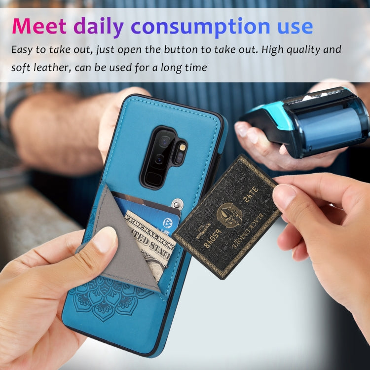 For Samsung Galaxy S9 Embossed Pattern PU + TPU Protective Case with Holder & Wallet & Card Slots