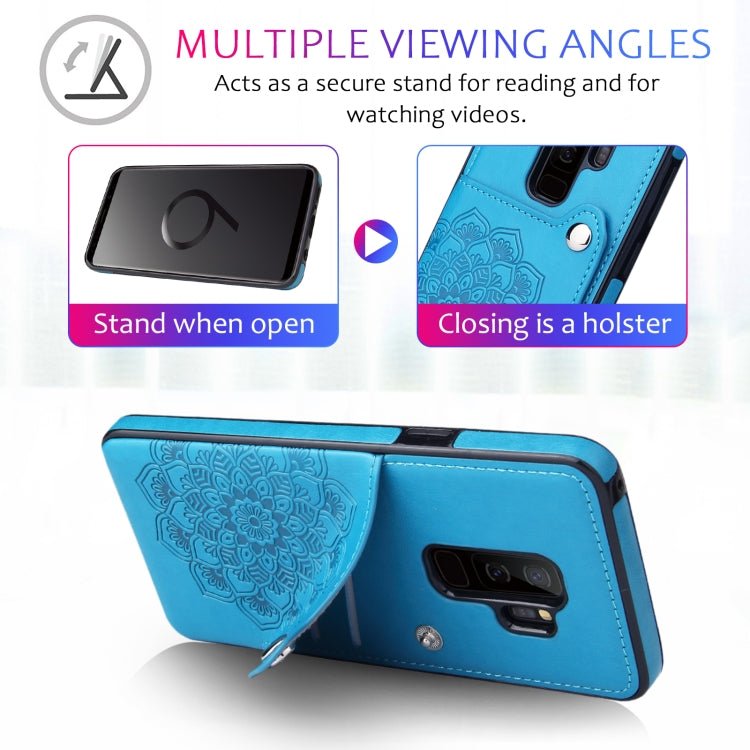 For Samsung Galaxy S9 Embossed Pattern PU + TPU Protective Case with Holder & Wallet & Card Slots