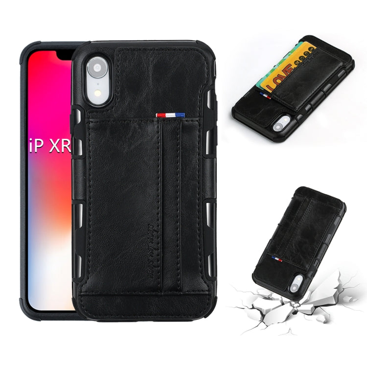 For iPhone XR PU + TPU Shockproof Protective Leather Case with Card Slots