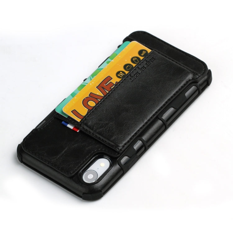 For iPhone XR PU + TPU Shockproof Protective Leather Case with Card Slots