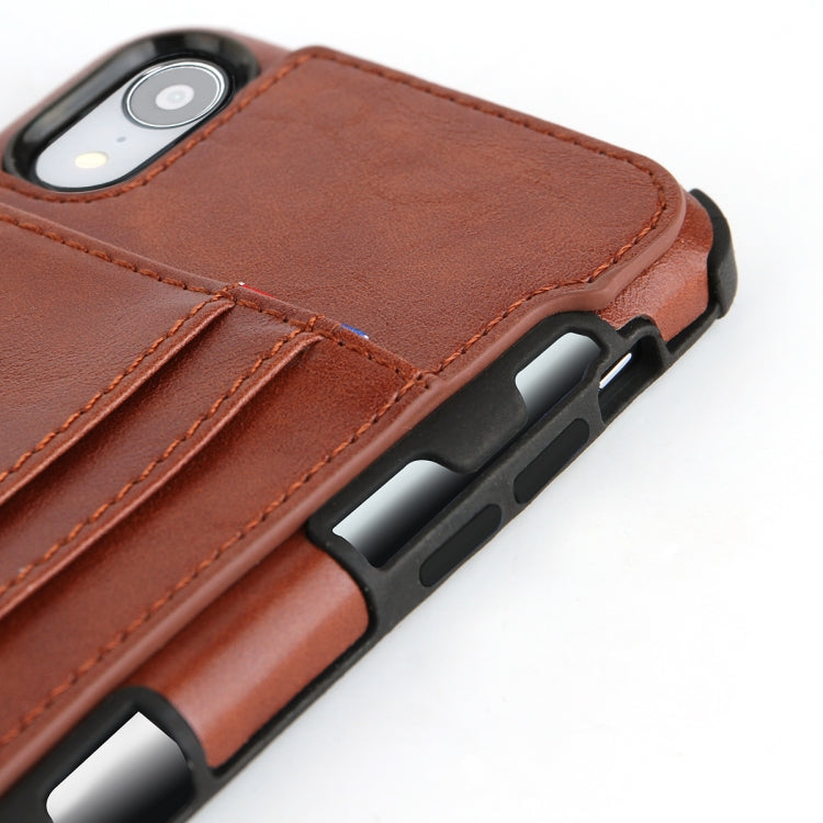 For iPhone XR PU + TPU Shockproof Protective Leather Case with Card Slots
