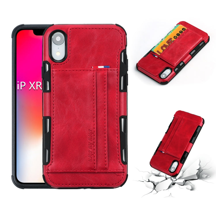 For iPhone XR PU + TPU Shockproof Protective Leather Case with Card Slots