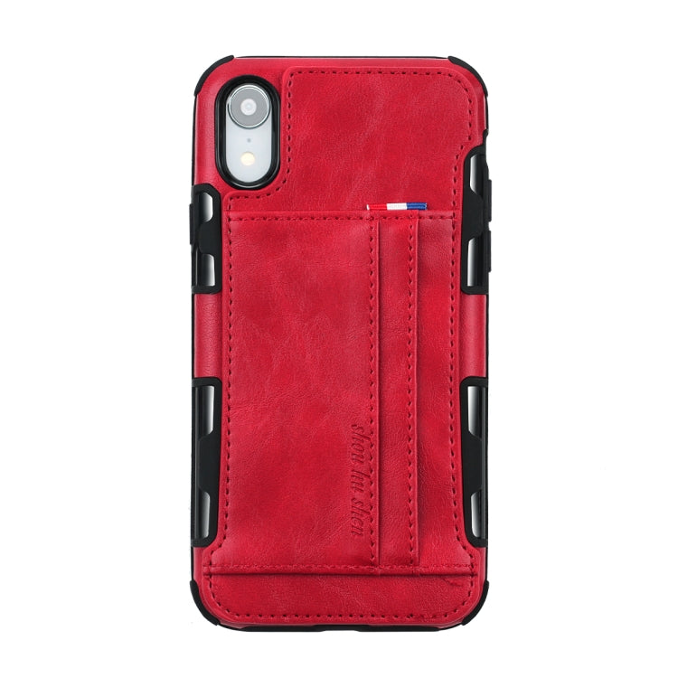 For iPhone XR PU + TPU Shockproof Protective Leather Case with Card Slots