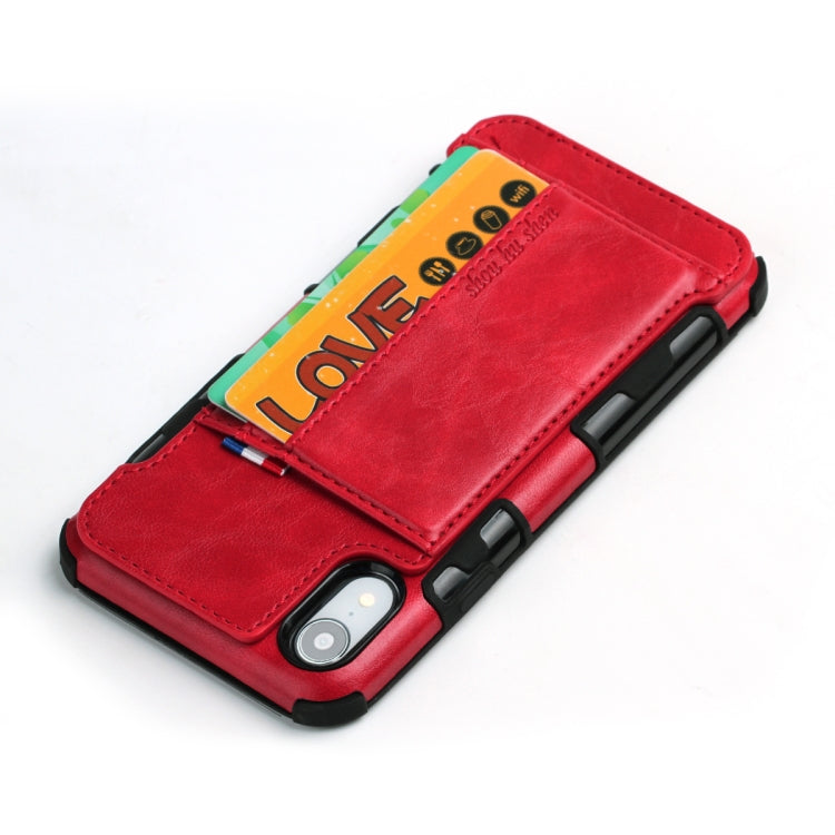 For iPhone XR PU + TPU Shockproof Protective Leather Case with Card Slots