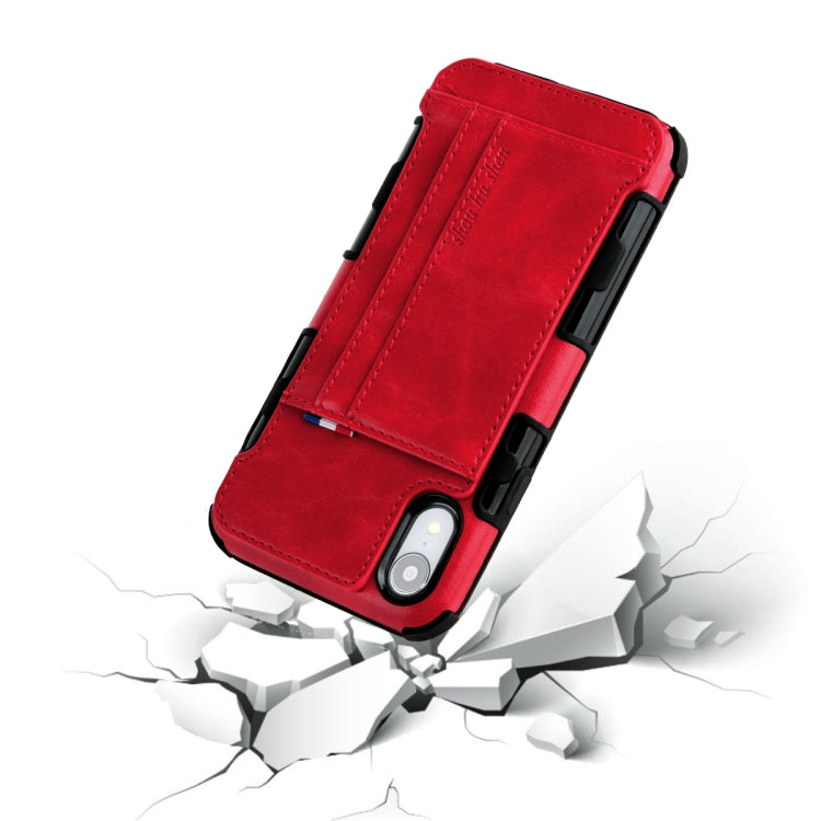 For iPhone XR PU + TPU Shockproof Protective Leather Case with Card Slots