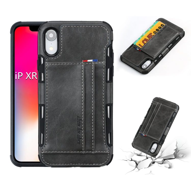 For iPhone XR PU + TPU Shockproof Protective Leather Case with Card Slots