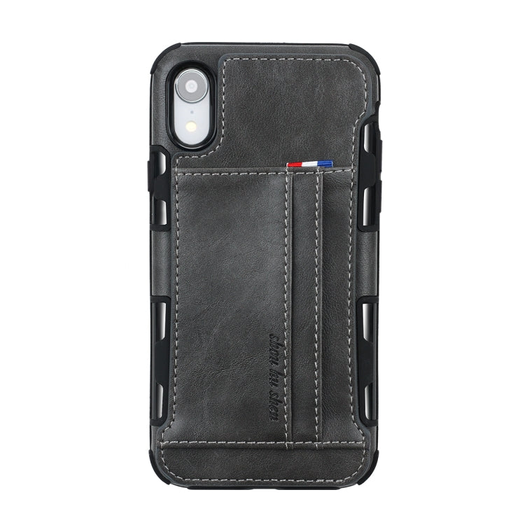 For iPhone XR PU + TPU Shockproof Protective Leather Case with Card Slots