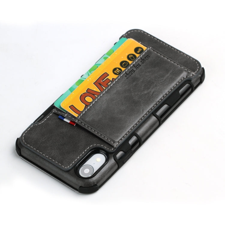 For iPhone XR PU + TPU Shockproof Protective Leather Case with Card Slots