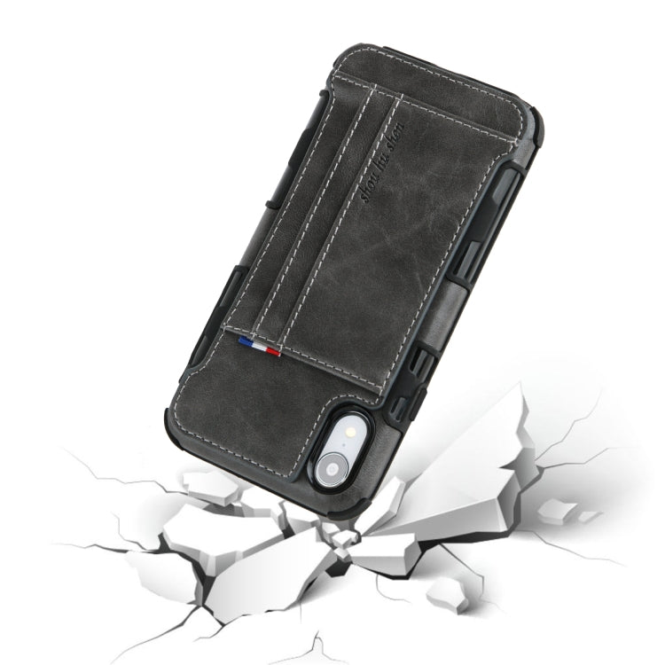 For iPhone XR PU + TPU Shockproof Protective Leather Case with Card Slots